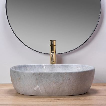 REA-U9889 - Lavabo sobre encimera LARA 35x48,5 cm cerámica/gris/efecto piedra