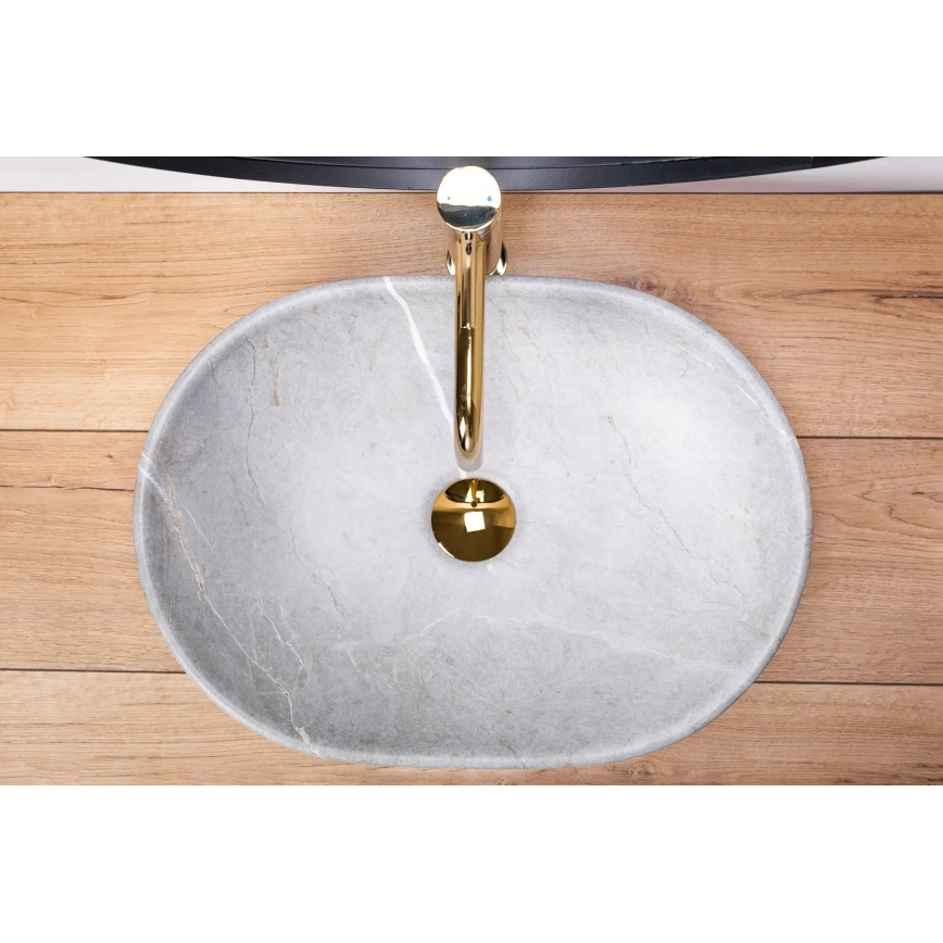 REA-U9889 - Lavabo sobre encimera LARA 35x48,5 cm cerámica/gris/efecto piedra