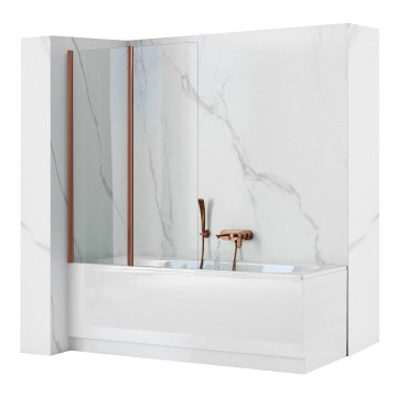 REA-W5696 - Mampara plegable para bañera AGAT 140 x 80 cm, cobre cepillado/vidrio transparente