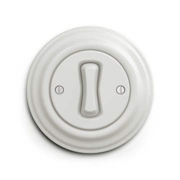 Reblig - Botón retro con marco en cerámica blanca