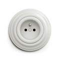 Reblig - Enchufe de pared retro con marco 230V, de cerámica blanca