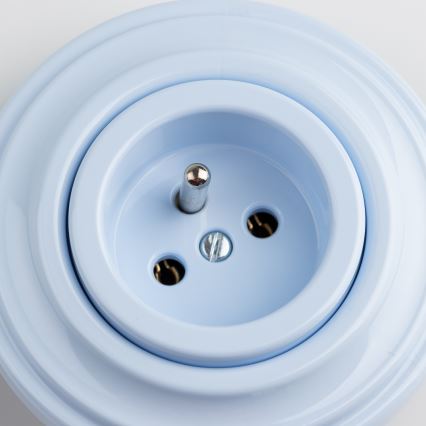 Reblig - Enchufe doméstico de estilo retro con marco, 230 V, azul