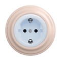 Reblig - Enchufe doméstico retro con marco SCHUKO 230V/16A azul/rosa antigua