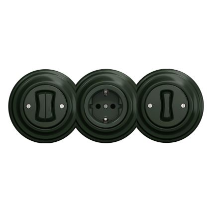 Reblig - Enchufe doméstico retro SCHUKO 230V/16A sin marco, verde