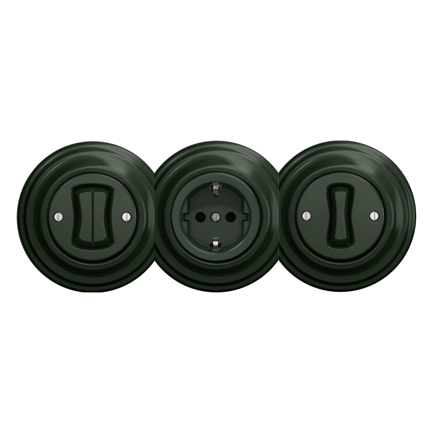 Reblig - Enchufe doméstico retro SCHUKO 230V/16A sin marco, verde