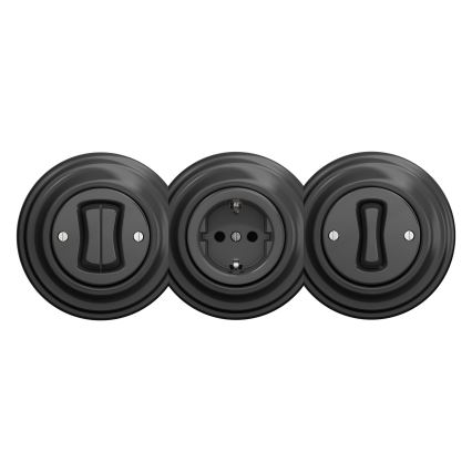 Reblig - Enchufe doméstico retro sin marco SCHUKO 230V/16A antracita