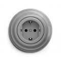 Reblig - Enchufe mural retro con marco SCHUKO 230V/16A, gris