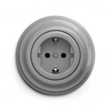 Reblig - Enchufe mural retro con marco SCHUKO 230V/16A, gris