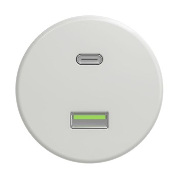 Reblig - Enchufe retro con USB-A y USB-C, sin marco, blanco cerámico