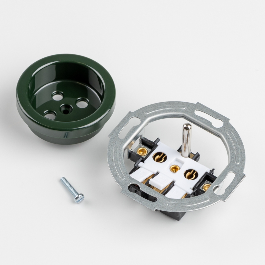 Reblig - Enchufe retro doméstico con marco 230V verde