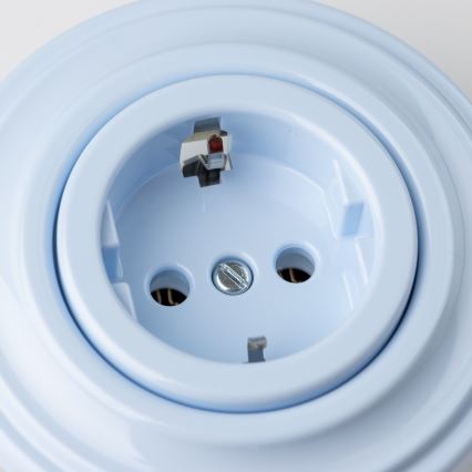 Reblig - Enchufe retro doméstico con marco SCHUKO 230V/16A, azul