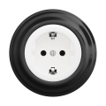 Reblig - Enchufe retro para hogar con marco SCHUKO 230V/16A, blanco nieve/negro