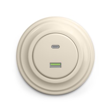 Reblig - Enchufe USB retro A+C con marco beige