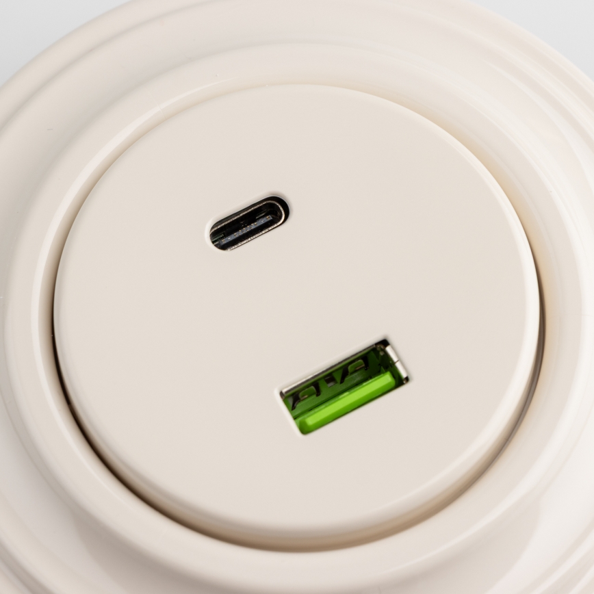 Reblig - Enchufe USB retro A+C con marco beige