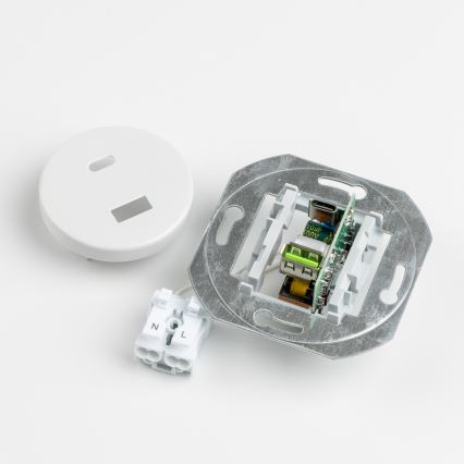 Reblig - Enchufe USB retro A+C con marco blanco nieve