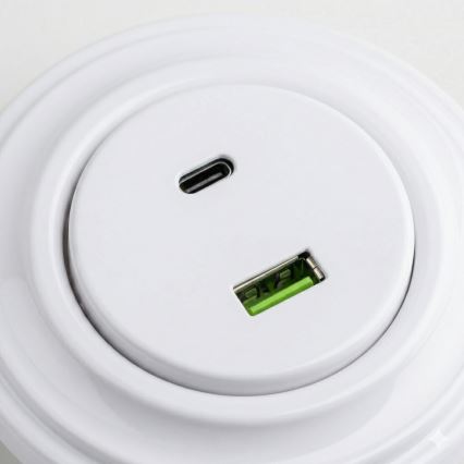 Reblig - Enchufe USB retro A+C con marco blanco nieve