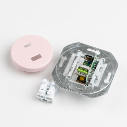 Reblig - Enchufe USB retro A+C con marco, rosa empolvado