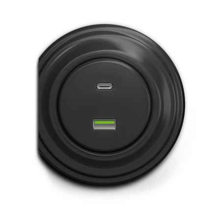 Reblig - Enchufe USB retro A+C sin marco antracita