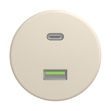 Reblig - Enchufe USB retro A+C sin marco beige
