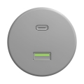 Reblig - Enchufe USB retro A+C sin marco, gris