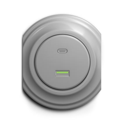 Reblig - Enchufe USB retro A+C sin marco, gris