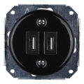 Reblig - Enchufe USB retro de porcelana sin marco 2x USB-A negro