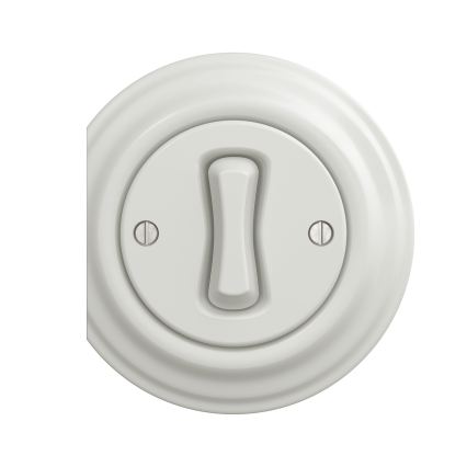 Reblig - Interruptor cruzado retro sin marco n.º 7 blanco cerámico