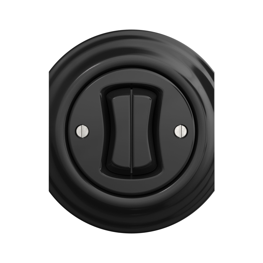 Reblig - Interruptor de escalera retro doble sin marco n.º 6+6 negro