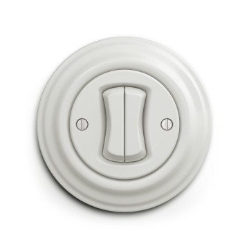 Reblig - Interruptor doble de estilo retro con marco cerámico blanco