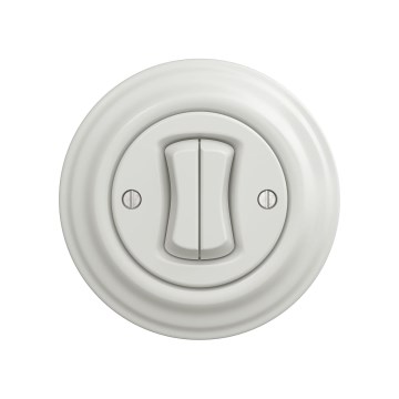 Reblig - Interruptor doble para escalera estilo retro con marco núm. 6+6, blanco cerámico