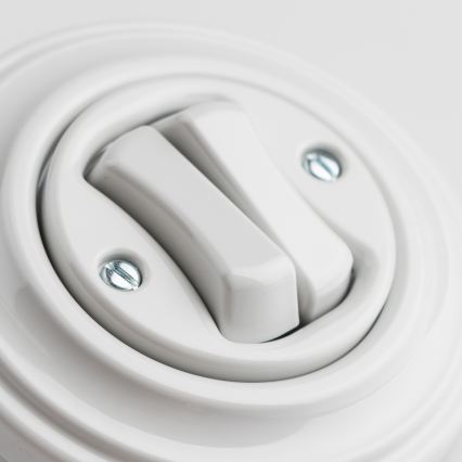 Reblig - Interruptor doble para escalera estilo retro con marco núm. 6+6, blanco cerámico