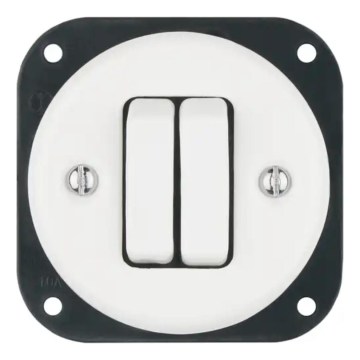 Reblig - Interruptor doble retro de porcelana sin marco n.º 5 blanco