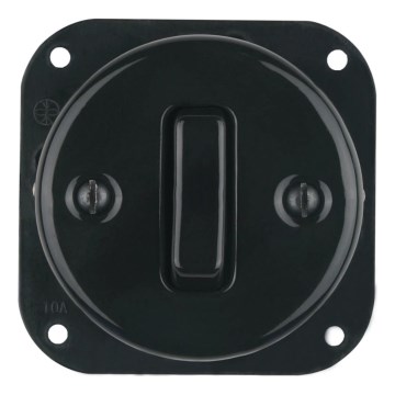 Reblig - Interruptor doble retro de porcelana sin marco n.º 6+6, negro