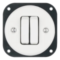 Reblig - Interruptor doble retro de porcelana sin marco, nº 6+6, blanco