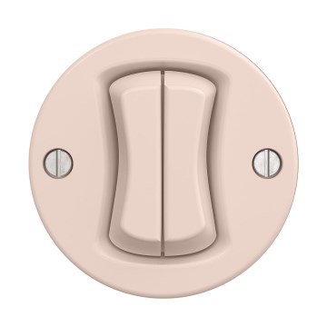 Reblig - Interruptor doble retro sin marco, rosa empolvado
