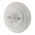 Reblig - Interruptor giratorio retro de porcelana con marco č. 5 blanco