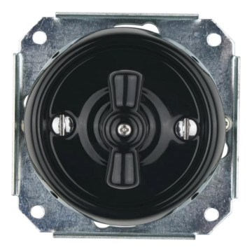 Reblig - Interruptor retro de porcelana giratorio sin marco č. 7 negro