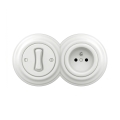 Reblig - Interruptor retro unipolar n.º 1 y enchufe 230 V con marco blanco nieve