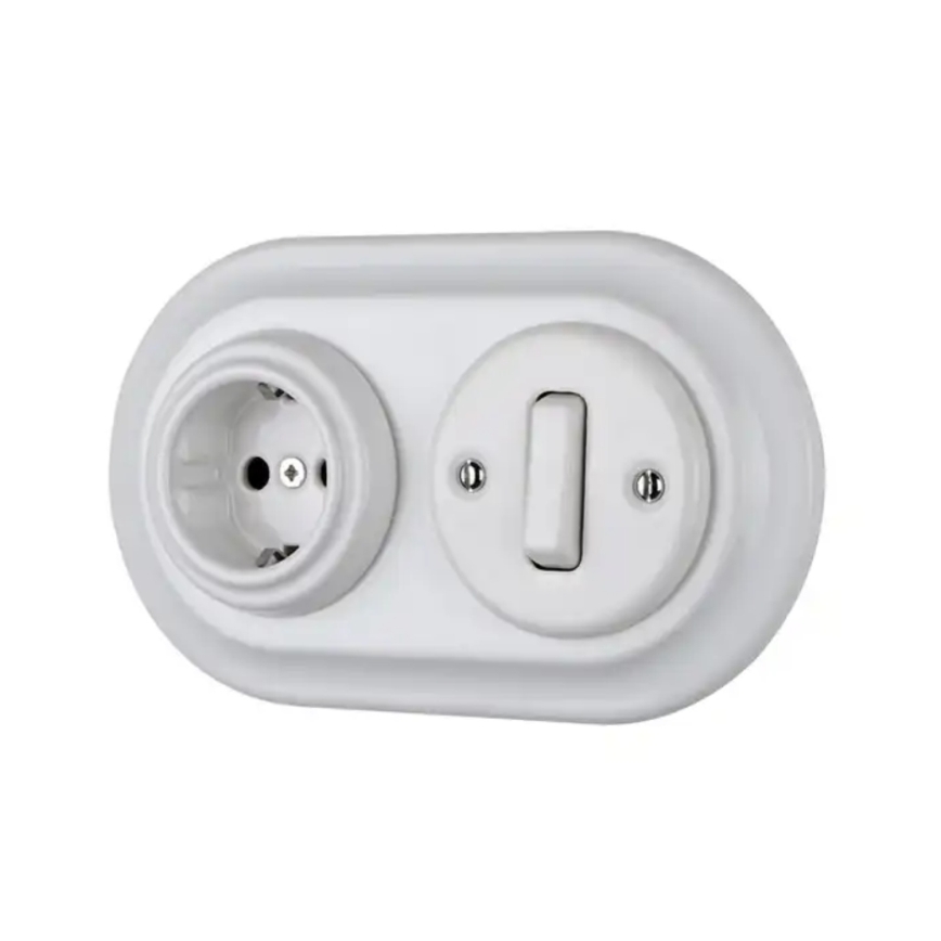 Reblig - Marco retro doble de porcelana blanco