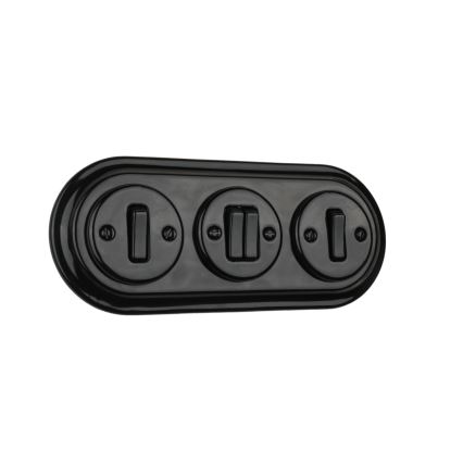 Reblig - Marco retro triple de porcelana, negro