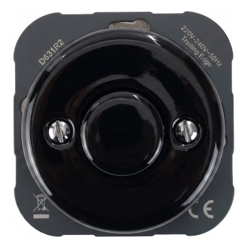 Reblig - Regulador de intensidad retro de porcelana sin marco 250 V/10 A, negro
