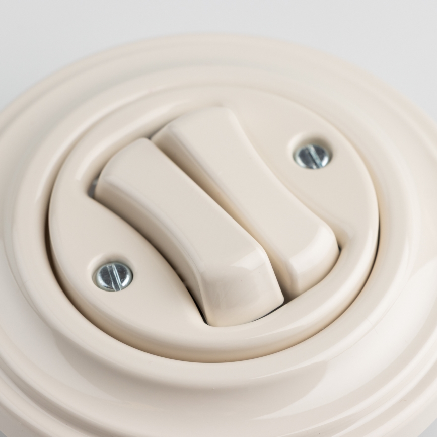 Reblig - Retro interruptor doble de escalera con marco n.º 6+6 beige