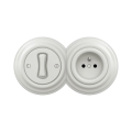 Reblig -Retro interruptor unipolar n.º 1 y enchufe 230 V con marco cerámico blanco