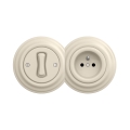 Reblig - Retro interruptor unipolar n.º 1 y toma de corriente 230 V con marco, color beige
