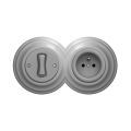 Reblig - Retro interruptor unipolar n.º 1 y toma de corriente 230V con marco gris