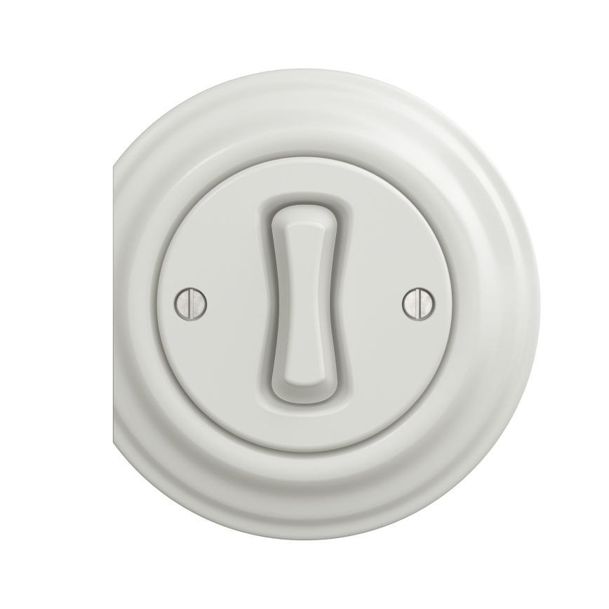 Reblig - Retro interruptor unipolar sin marco n.º 1 blanco cerámico