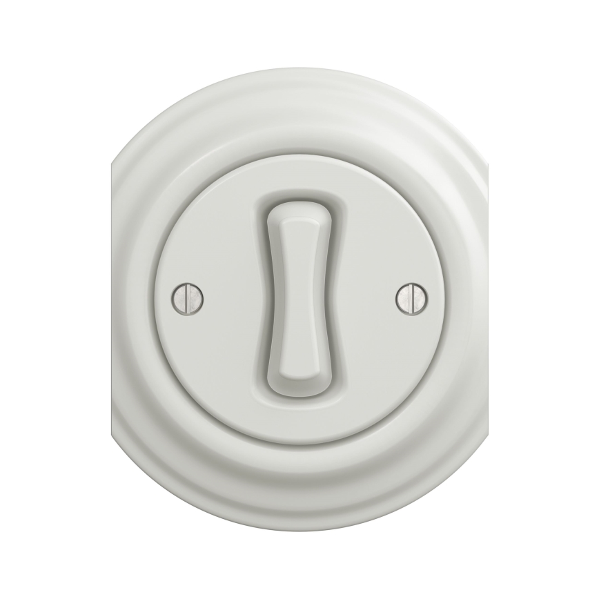 Reblig - Retro interruptor unipolar sin marco n.º 1 blanco cerámico