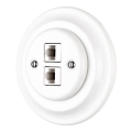 Reblig - Roseta Ethernet retro de porcelana con marco, 2x CAT.5E, blanca