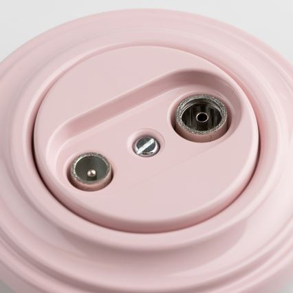Reblig - Roseta retro para TV+R (pasante) con marco, rosa empolvado