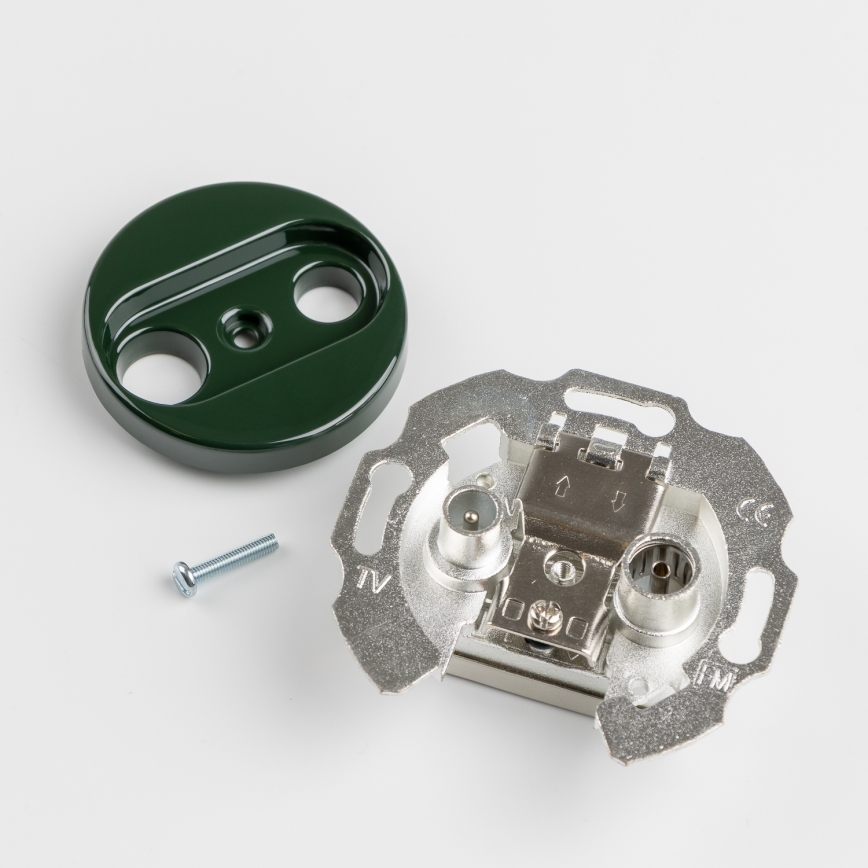 Reblig - Toma coaxial retro para TV+R (pasante) con marco, verde